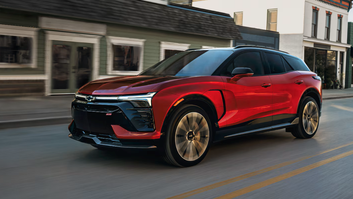 The 2026 Chevrolet Blazer EV driving in the city